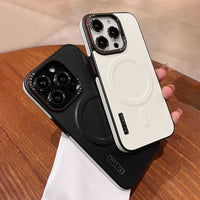 Business Leather Magnetic Phone Case For iPhone 16 15 Pro Max 14 13 12 For Magsafe Wireless Charging Shockproof Matte Back Cover