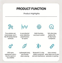 DACOM L19 Wireless Headphones Bluetooth 5.3 Earphones True with Mic Button Control Noise Reduction Earhooks Waterproof Headset
