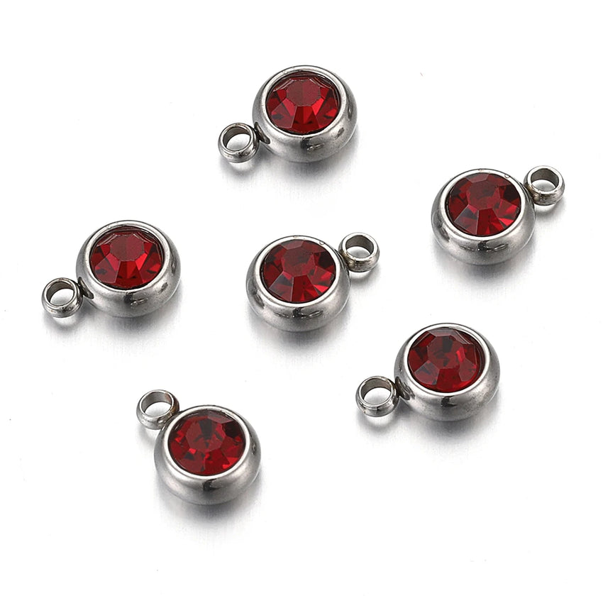 20pcs 6mm Stainless Steel Rhinestone Beads Gold Color Crystal Charms Pendants for Necklace Bracelet Jewelry Making Charm 2030