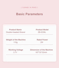Electric Rerchargeable Lady Razor Double-Headed Waterproof Bikini Trimmer Shaver 2-In-1 Body And Facial Hair Removal Trimmer
