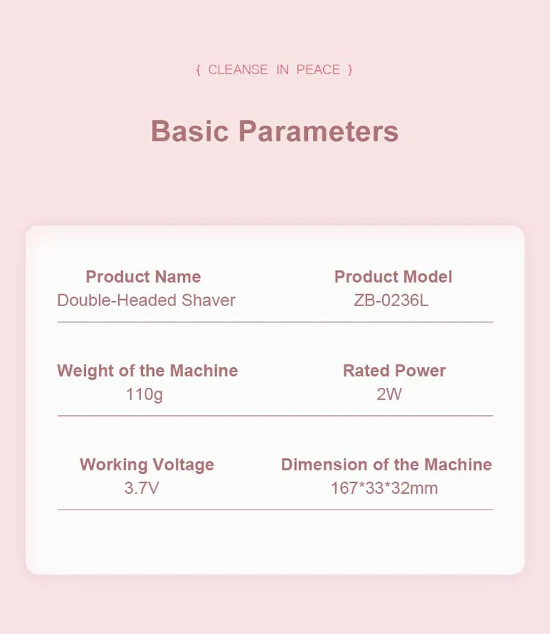 Electric Rerchargeable Lady Razor Double-Headed Waterproof Bikini Trimmer Shaver 2-In-1 Body And Facial Hair Removal Trimmer