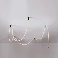 Modern LED Line Light Designer DIY Chandelier for Loft Villa Duplex Living Room Exhibition Hall Creative Art Home Lighting