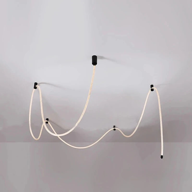 Modern LED Line Light Designer DIY Chandelier for Loft Villa Duplex Living Room Exhibition Hall Creative Art Home Lighting