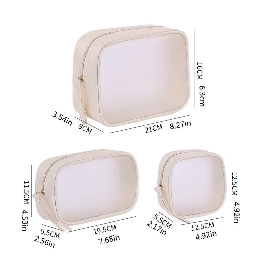 1pc Multifunctional Semi Transparent Makeup Bag, Cosmetics Storage Bag, Business Travel Toiletry Bag, Large Capacity Makeup Repa