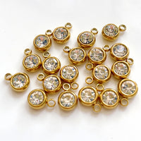 20pcs 6mm Stainless Steel Rhinestone Beads Gold Color Crystal Charms Pendants for Necklace Bracelet Jewelry Making Charm 2030