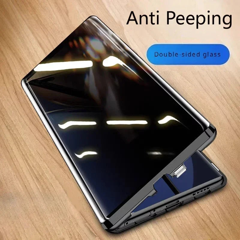 Anti Peeping Tempered Glass Metal Magnetic Privacy Phone Case For XiaoMi 17 Pro Max 15T 13T 14 Ultra Lens Protection Cover Cases