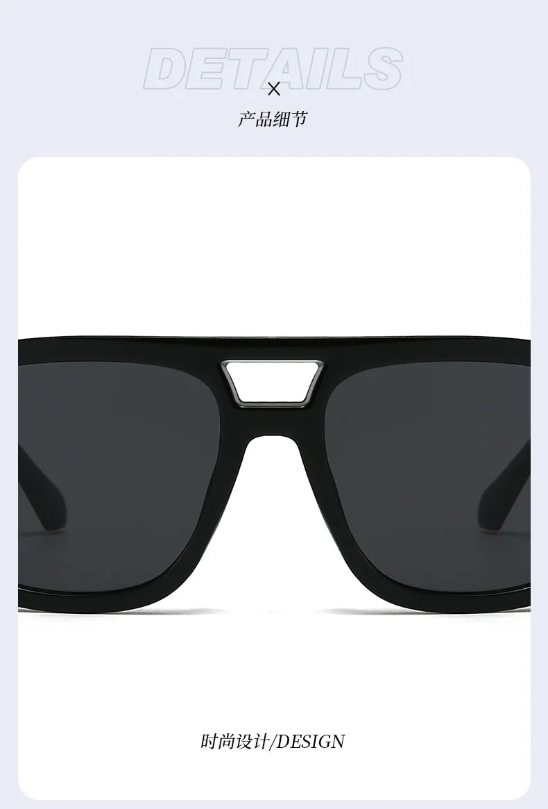 Fashion Double Bridges Square Sunglasses Women Candy Color Retro Wide Legs Men Sun Glasses Shades UV400