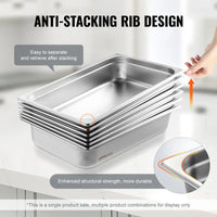 SucceBuy 4 inch Buffet Chafing Dishes Gastronorm Pans Steam Table Pans Tray Stainless Steel Food Container for Party BBQ Baking