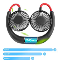 USB Rechargeable Mini Sports 3-Speed Adjustable Neck Dual Fan Home OfficeOutdoor Travel Portable Hanging Neck Fan