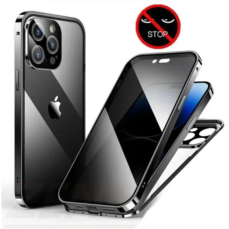 Anti Peeping Tempered Glass Metal Magnetic Privacy Phone Case For XiaoMi 17 Pro Max 15T 13T 14 Ultra Lens Protection Cover Cases