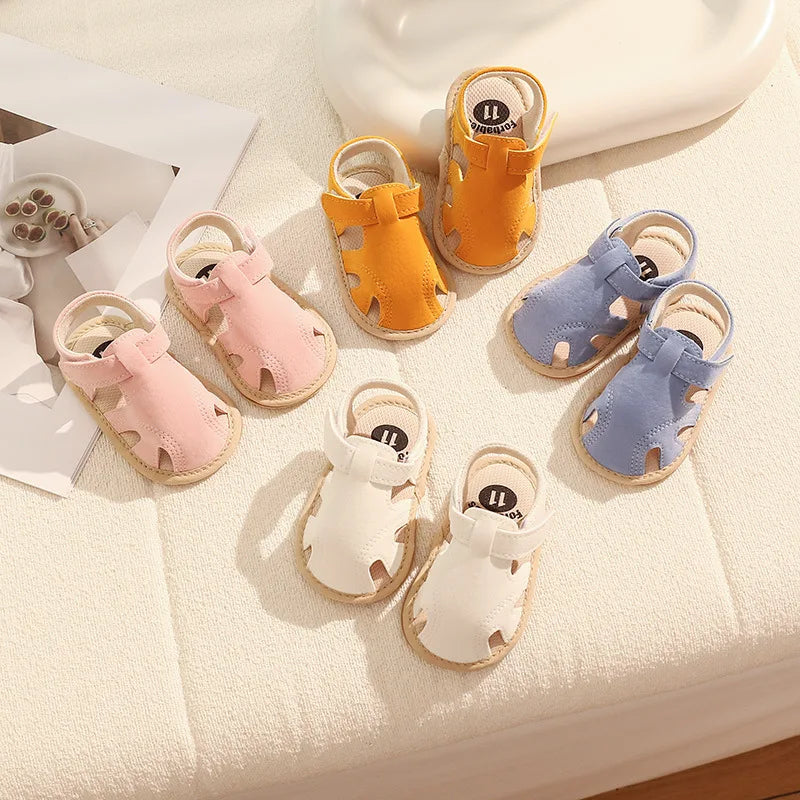 Breathable Summer Newborn Baby Girls Sandals Shoes Toddlers Simple Style Solid Color Soft Sole Shoes Outdoor Indoor Prewalker
