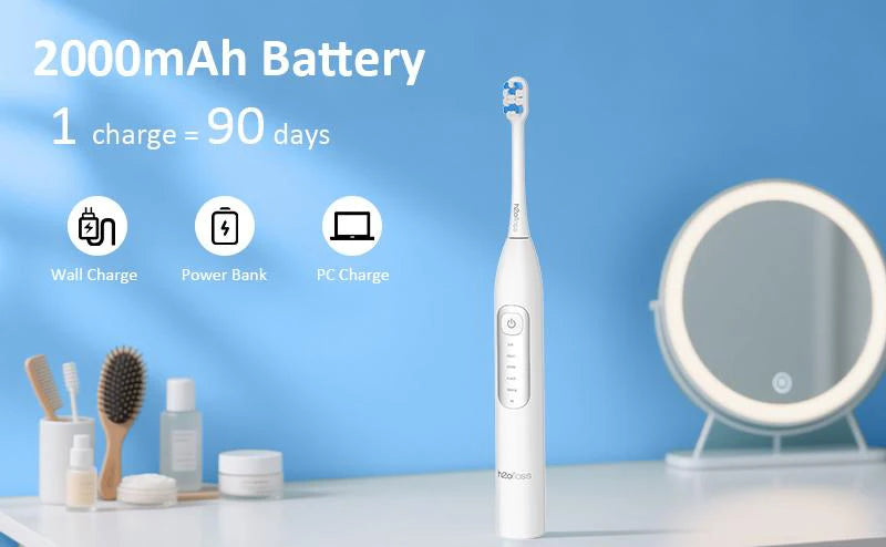 H2ofloss Sonic Electric Toothbrush For Adults 2000mAh Large Battery Ultrasonic Rechargeable 5 Modes IPX7 Waterproof Oral Clean
