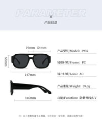 Fashion Double Bridges Square Sunglasses Women Candy Color Retro Wide Legs Men Sun Glasses Shades UV400