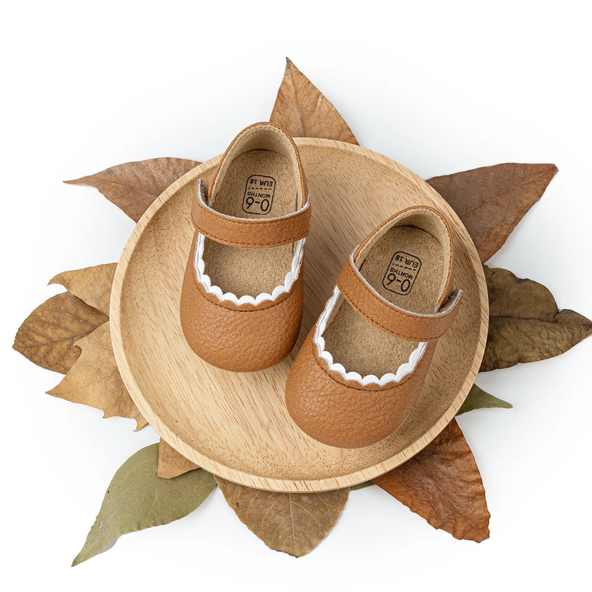 Meckior Baby Boys Girls Shoes Infant Leather Rubber Sole Anti-slip Toddler First Walkers Crib Shoes Newborn Girl Princess