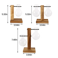 Creative Glass Desktop Planter Bulb Vase Wooden Stand Hydroponic Plant Container Home Tabletop Decor Vases