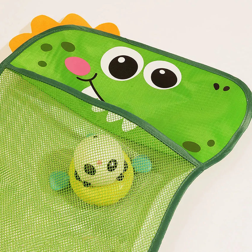 Baby Bath Toy Storage Bag Cartoon Cute Duck Mesh Quick Drying Bathroom Bath Bag with Suction Cup Drying Hanging Bag