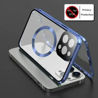 Metal Magnetic Anti Peeping Privacy Case For iPhone 17 16e 15 14 13 12Pro Max Magsafe Case 360 Protection Shockproof Phone Cover