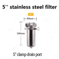 5inch Prefilter 304 Stainless steel hot water filter housing DN15 DN20 DN25 for high temperature high flow water filter housing