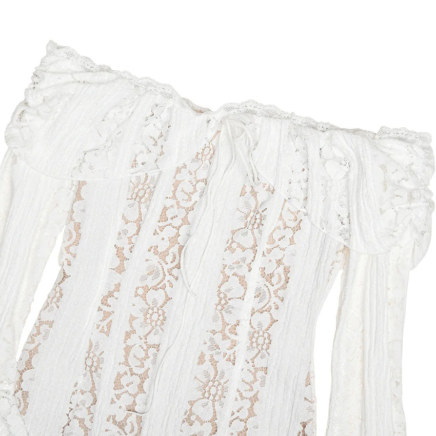 Suninheart White Evening Dresses for Events Red Long Sleeve Lace Elegant Party Dresses 2025 Women Luxury Wedding Prom Dress Gown