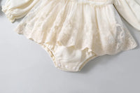 Spring Summer Solid Princess Baby Girl Tutu Skirt Style Bodysuit Toddler Infant Waffle One Piece Lace Party Outfit Play Suit