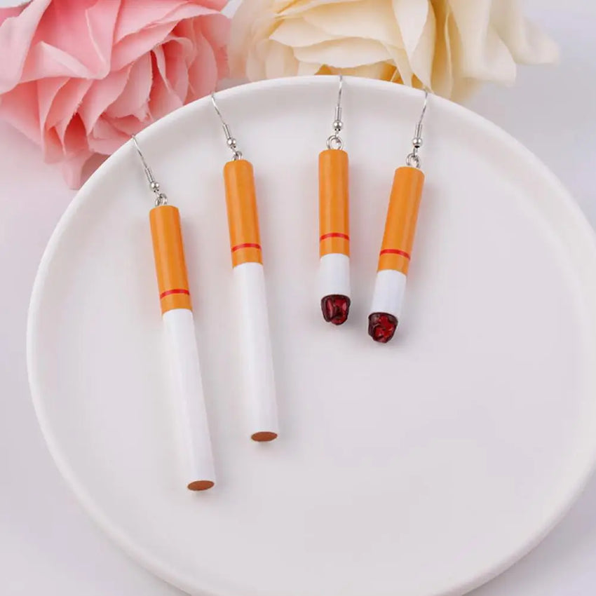 Personalized Simulation Cigarette Earrings Fashion Creative Funny Cigarette Butt Earring for Women Men Punk Street Jewelry Gifts