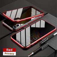 Magnetic Tempered Glass Privacy Metal Case For iphone 17 16 15 14 13 12 XR 11 ProMAX 16 E 360 Magnet Antispy Protective Cover