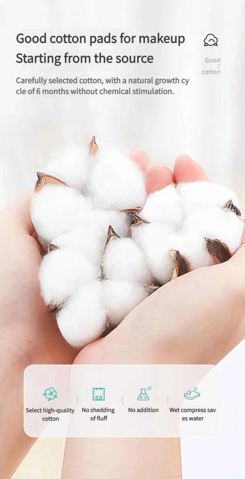 100/200pcs Soft Round Cotton Pad With Double-sided Texture Daily Facial Cleaning Makeup Removal Skin Care For Home And Travel Us