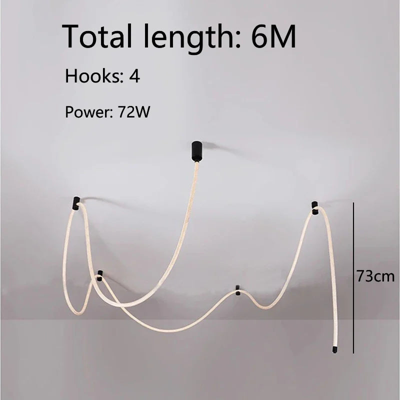 Modern LED Line Light Designer DIY Chandelier for Loft Villa Duplex Living Room Exhibition Hall Creative Art Home Lighting