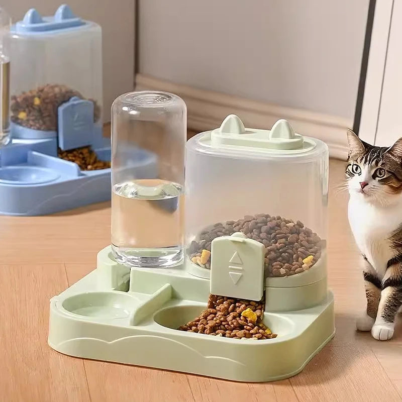 Large Capacity Gravity-Fed Automatic Feeder Dog Cat Food Bowl with Water Dispenser Pet Food Storage Dispenser Pet Supplies