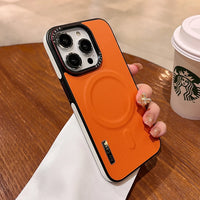 Business Leather Magnetic Phone Case For iPhone 16 15 Pro Max 14 13 12 For Magsafe Wireless Charging Shockproof Matte Back Cover