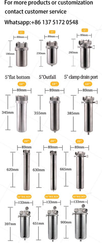 5inch Prefilter 304 Stainless steel hot water filter housing DN15 DN20 DN25 for high temperature high flow water filter housing