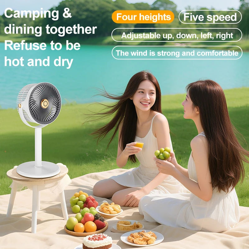 Wireless Fan Height Adjustable Outdoor Travel Camping Long Endurance USB Charging Portable Student Dormitory High Wind Power