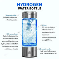 Rich Hydrogen Water Cup Portable Hydrogen Water H2 Generator Alkaline Maker Ionizer Bottle Super Antioxidan Titanium Filter