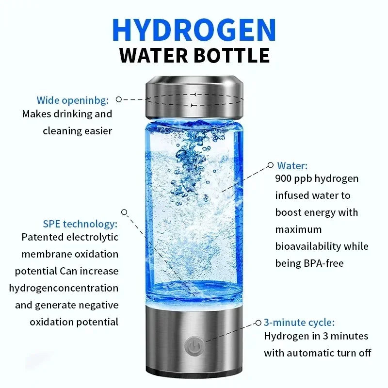 Rich Hydrogen Water Cup Portable Hydrogen Water H2 Generator Alkaline Maker Ionizer Bottle Super Antioxidan Titanium Filter