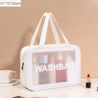 1pc Black Transparent Portable Women Travel Wash Bag Waterproof Makeup Storage Pouch Large Capacity Cosmetic Organizer
