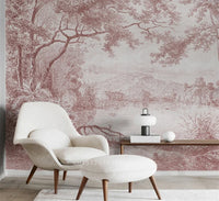 Custom Size wall papers 3D Nordic art black and white landscape waterfall porch mural Retro Hand Painted Forest Tree home decor