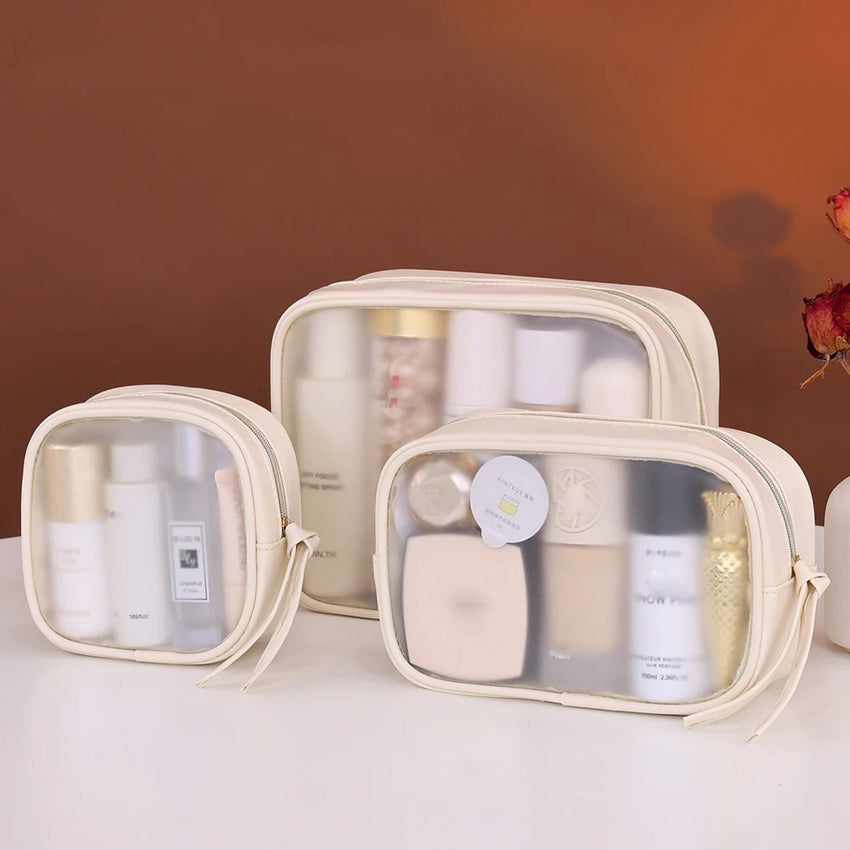 1pc Multifunctional Semi Transparent Makeup Bag, Cosmetics Storage Bag, Business Travel Toiletry Bag, Large Capacity Makeup Repa
