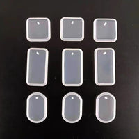 1/6/10pcs DIY Keychain Pendant Silicone Mold Set Crystal Epoxy Resin Mold Round Rectangle Pendants Jewelry Making Casting Mould