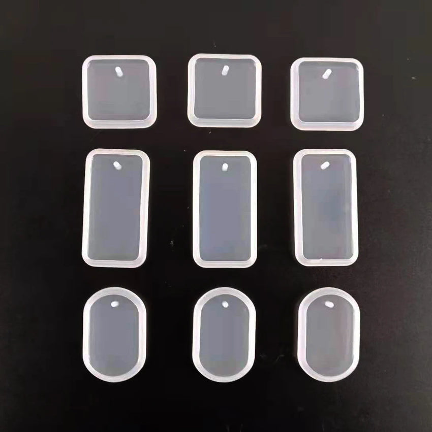 1/6/10pcs DIY Keychain Pendant Silicone Mold Set Crystal Epoxy Resin Mold Round Rectangle Pendants Jewelry Making Casting Mould