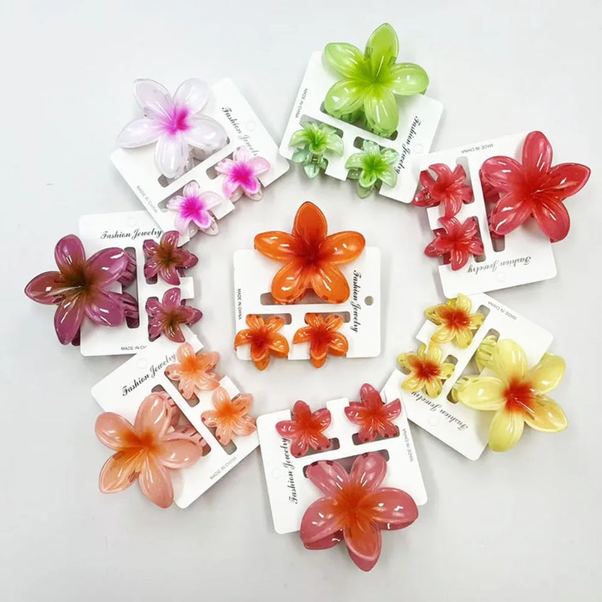 3Pcs/Set Sweet Flower Colroful Gradient Hair Claws Ponytail Cip Clamp Barrettes Hairpins For Women Girl Beach Hair Accessories