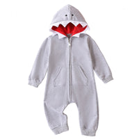 Autumn Newborn Infant Baby Boys & Girls Long Sleeved Hooded Shark Romper Onepiece Crawling Suit Baby Clothing