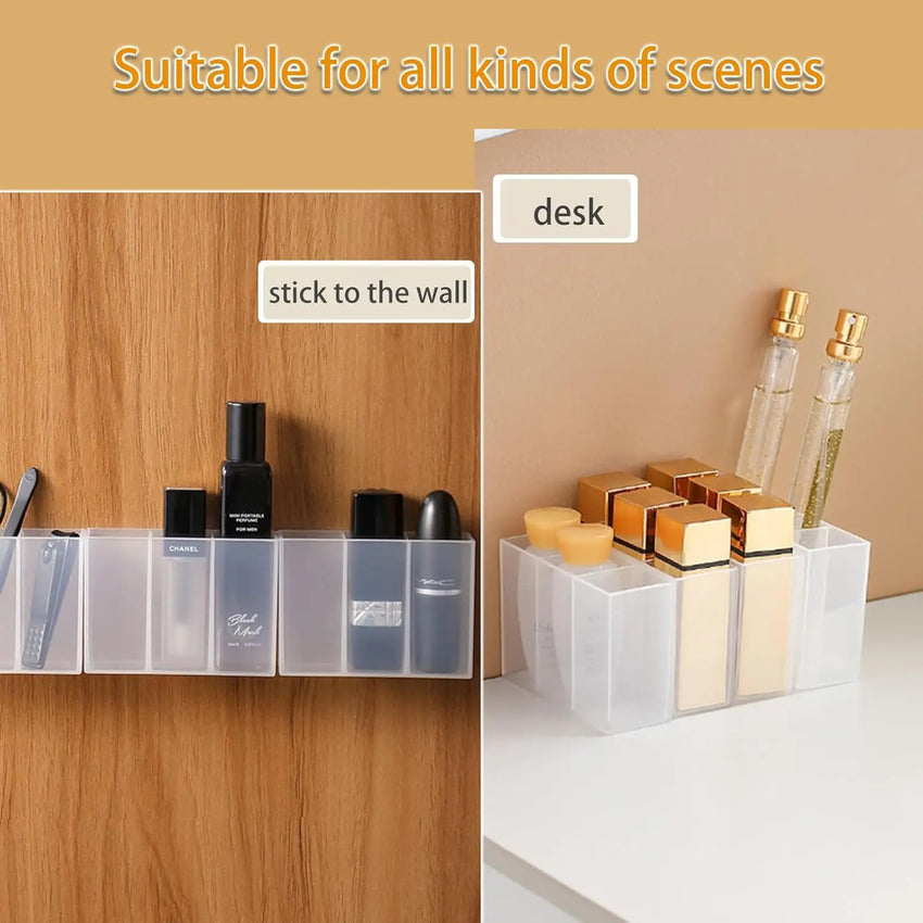 lipstick storage box, makeup brush storage,  wall mounted transparent ,three compartment classified lipstick rack, lipstick box