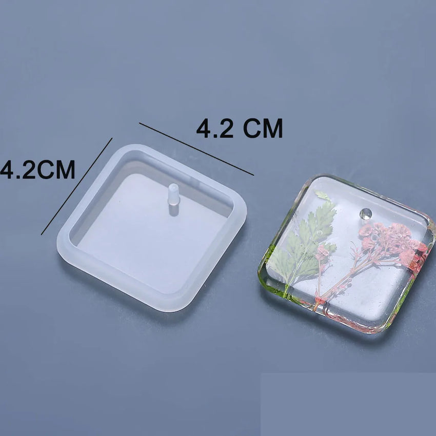 1/6/10pcs DIY Keychain Pendant Silicone Mold Set Crystal Epoxy Resin Mold Round Rectangle Pendants Jewelry Making Casting Mould