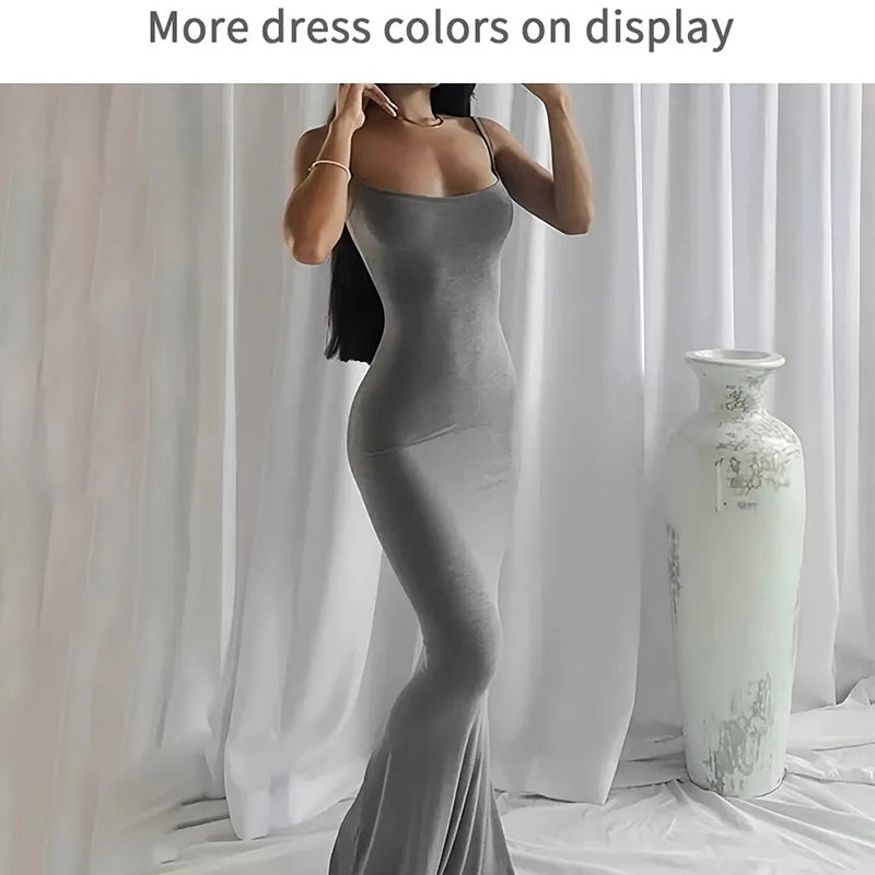 Satin Slip Sleeveless Backless Maxi Dress Women Y2K Summer Bodycon Elegant Sexy Outfits Ladies Birthday Party Club Sundress