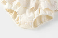 Spring Summer Solid Princess Baby Girl Tutu Skirt Style Bodysuit Toddler Infant Waffle One Piece Lace Party Outfit Play Suit