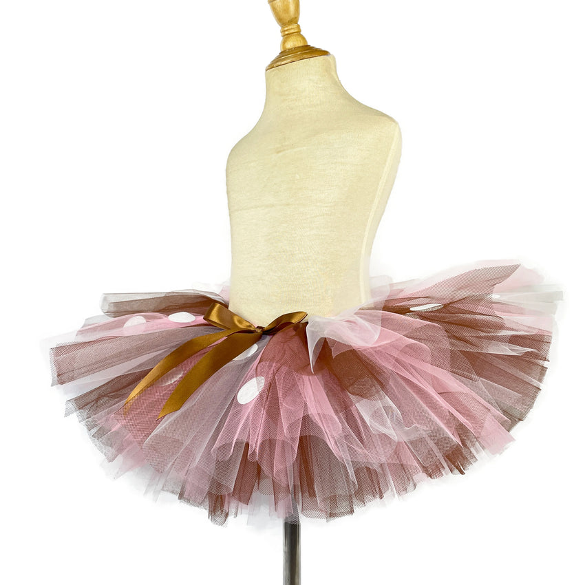 Girls Christmas Deer Tutu Skirts Outfit Kids Tulle Pettiskirts with White Dots Kids Birthday Halloween Reindeer Costumes Clothes