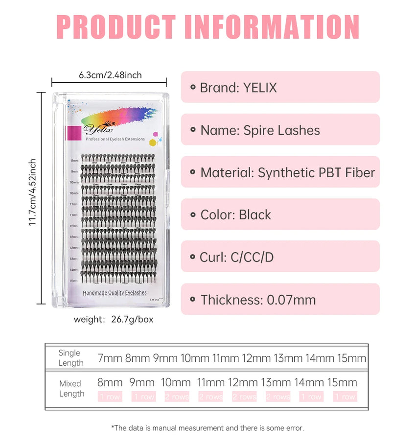 Yelix Feather Lashes Comic Spire Premade Lashes Fans Manga Anime Volume False Eyelashes Extensions for Makeup Tool