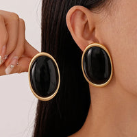Vintage Red Resin Women's Earrings Stud Earrings Luxury large Geometric Oval earrings Party Wedding Ear Jewelry Wholesale