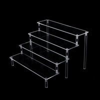 Acrylic Display Stand Pottery Storage Rack Doll Clay Figurine Display Stand Transparent Ladder Makeup Organization Shelf
