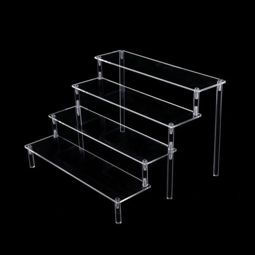 Acrylic Display Stand Pottery Storage Rack Doll Clay Figurine Display Stand Transparent Ladder Makeup Organization Shelf